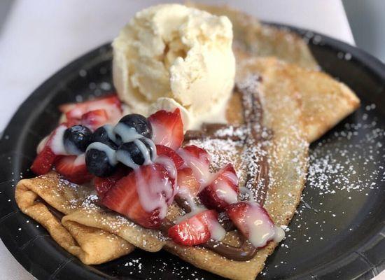 Strawberries, Blueberries, and Lechera with Nutella and an Ice Cream