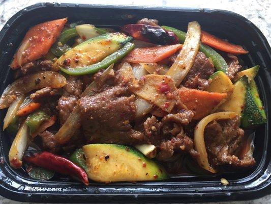 Spicy beef with veggies from secrete menu