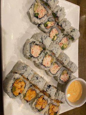 Snow crab roll and crawfish roll