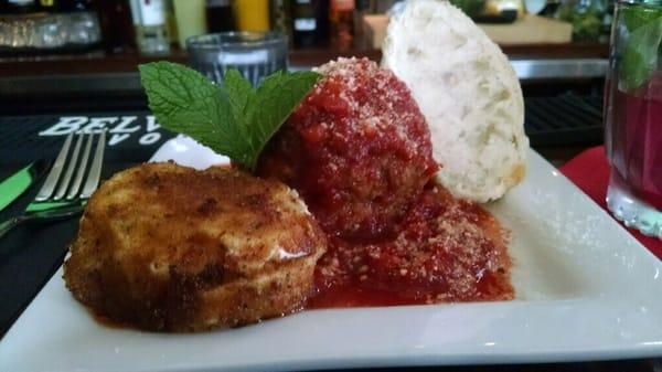 Housemade Meatball, Fried Mozzarella, Marinara