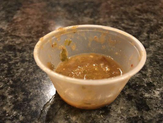 Empty hot sauce