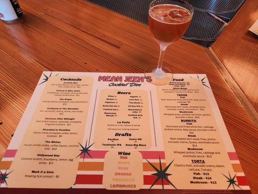 Menu and happy hour daiquiri