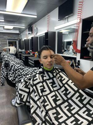 Great barber during the cut