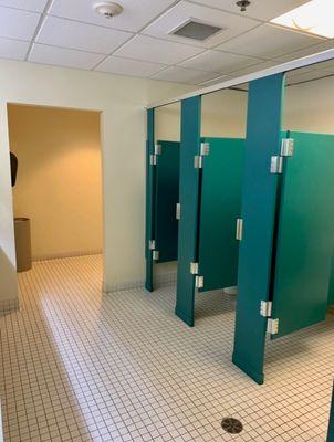 Clean bathroom in a commercial-use building.