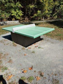 Outdoor ping pong table.