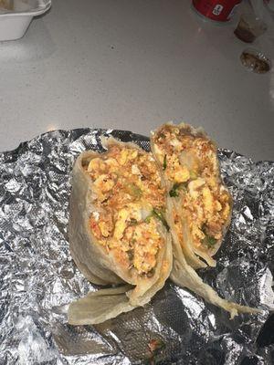 Chorizo burrito without potatoes