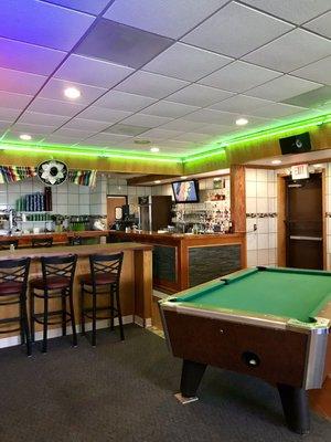 Bar and pool table