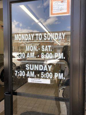 Hours for laundromat