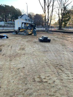 Preparing the area for the new playground