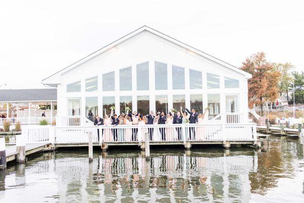 Bridal party on the outdoor deck