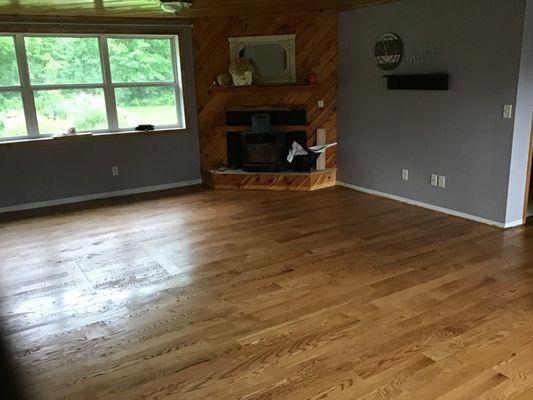 Installed 4" Red Oak, Stain and polyurethane 
 780sf job