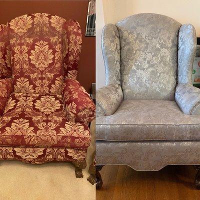 Wing Back chair- Before & After.