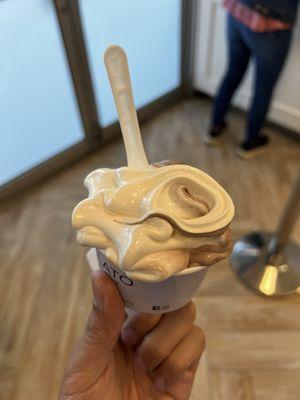 Mini soft gelato: vanilla and milk chocolate