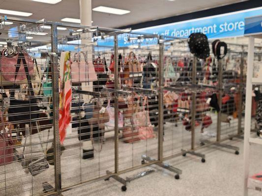 Empty shelves in accessories section