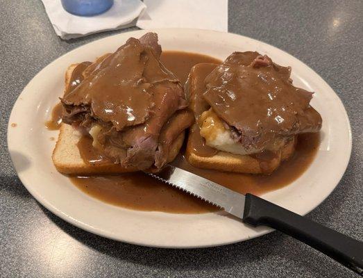 Open Faced Roast Beef Sandwich