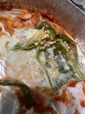 Chile rellenos not properly cleaned and it was cold