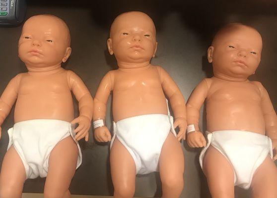 We've got baby dolls to practice on, although your infant will be way cuter!!!