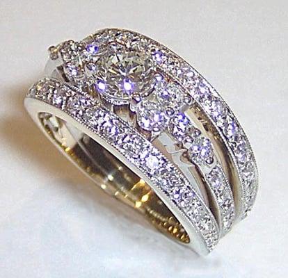 Hannd-made diamond ring in 14-karat gold