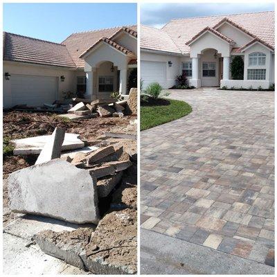 Removed concrete drive and installed pavers