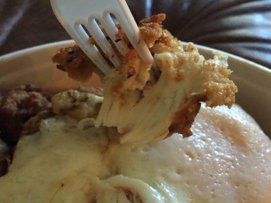 Yummy chicken from the Hot Fried Chicken bowl... the eggs are perfect too!