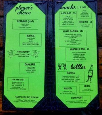 Menu - cocktails are about $14