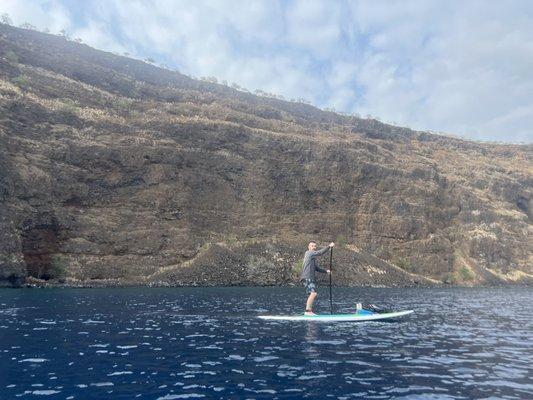 Paddling across the bay