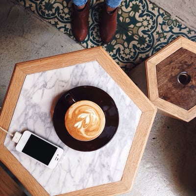 Afternoon light and a cappuccino.