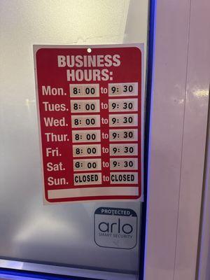 Supposed business hours