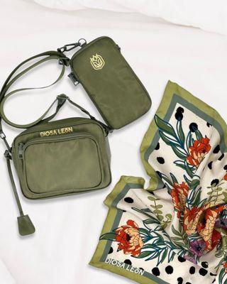 Diosa Leon Crossbody Bag and Destination Scarf.