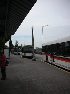 Buses alongside station