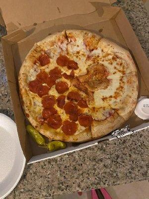 This is the horrible so called pizza that should be thrown in the garbage