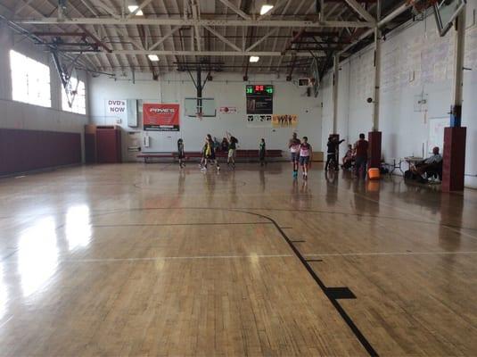 Classic gym like an airplane hanger at Moffet Field.