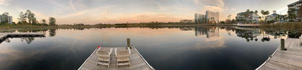 Dock on lagoon side of building 4.