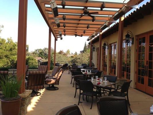 Outdoor seating overlooking golf course