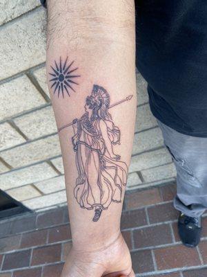 The odyssey goddess linework tattoo