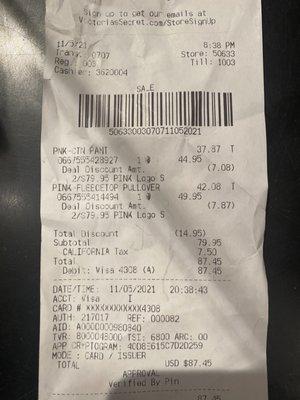 Receipt of purchase