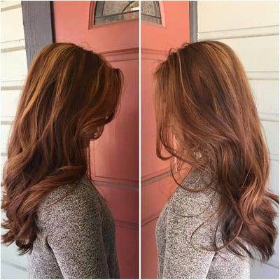 color correction to a beautiful warm brown with golden highlights