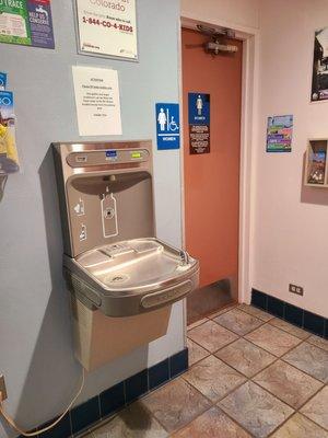 You can fill water bottles here.