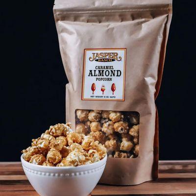 Our Caramel Almond Popcorn is one of
our best sellers available in three variations including Churro!