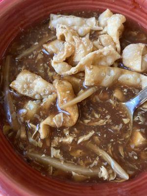 Hot and sour soup w included crispy things  mmmmmmm crispy ... things