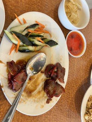 Char siu (bbq pork slices) with cucumber salad