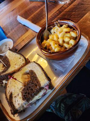 Reuben and macaroni and cheese