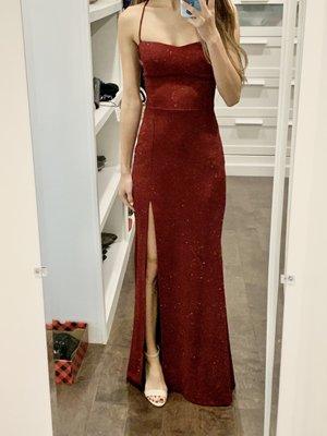 Red evening dress (Ina did a perfect job on hemming this dress)