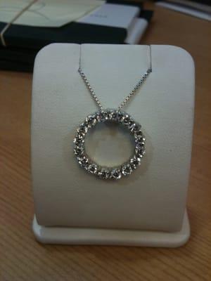 14kt white gold Diamond eternity pendant.