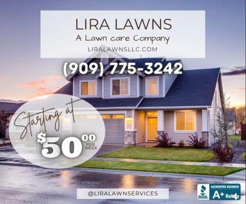 Starting Weekly Prices for residential Lawn Care