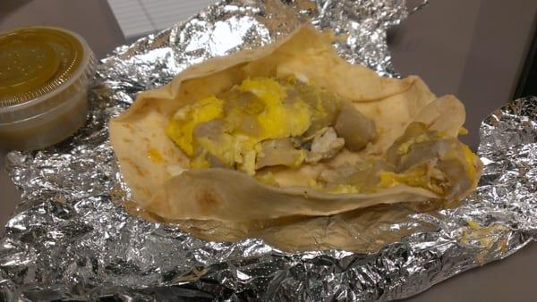 A look inside their potato, egg and cheese taco