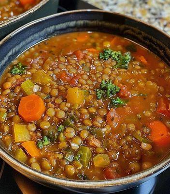 Beautiful healthy farm to table lentil soup!