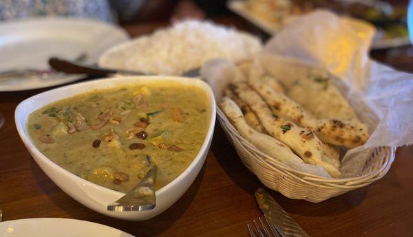 Vegetable Korma with side of Garlic Naan