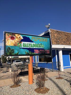 Patio and signage outside