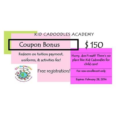 Save $150 Off Child Care Coupon!